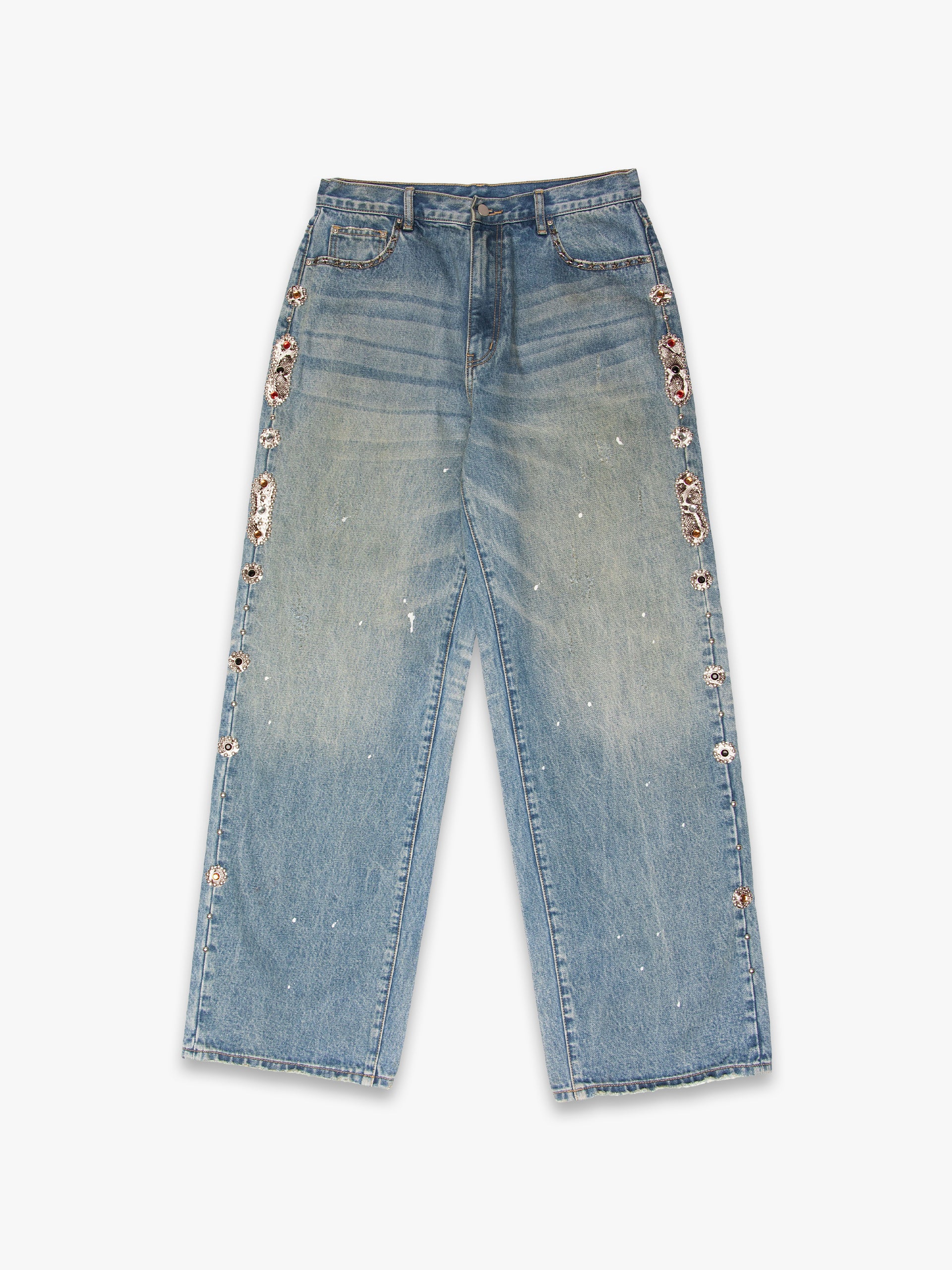 SNAKESKIN EMBELLISHED JEANS