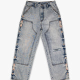 16 O.Z. EMBELLISHED DOUBLE KNEE JEANS