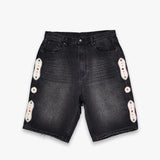 RHINESTONE EMBELLISHED DENIM SHORTS