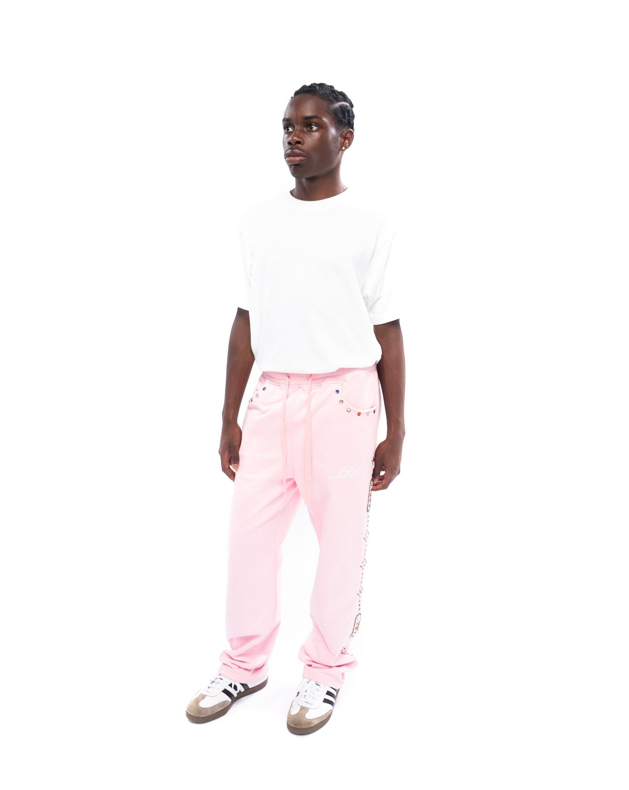 Baggy Embellished Sweatpants in pink