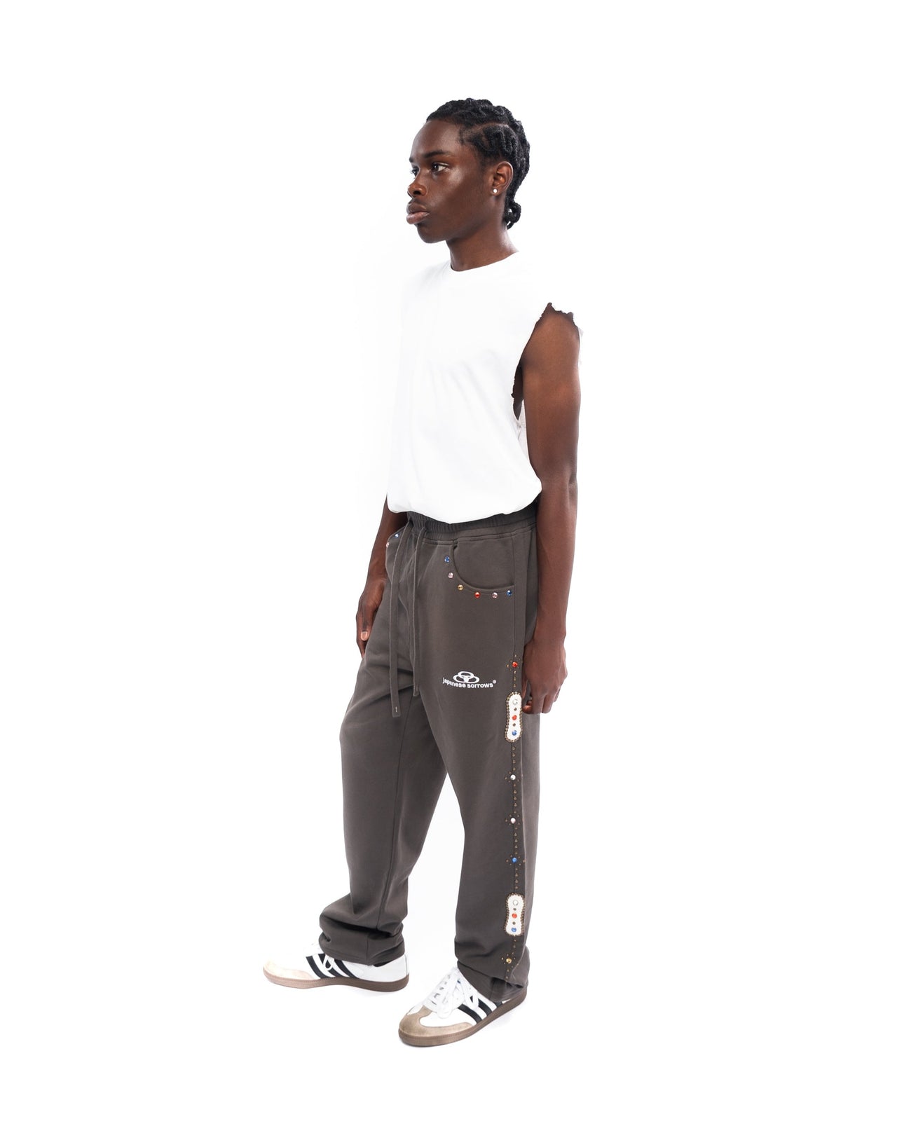 Baggy Embellished Sweatpants in dark grey