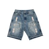 15 oz. Embellished Double Knee Denim Shorts