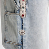 16 O.Z. EMBELLISHED DOUBLE KNEE JEANS