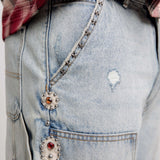 16 O.Z. EMBELLISHED DOUBLE KNEE JEANS