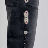 16 O.Z. EMBELLISHED DOUBLE KNEE JEANS