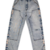 16 O.Z. EMBELLISHED DOUBLE KNEE JEANS