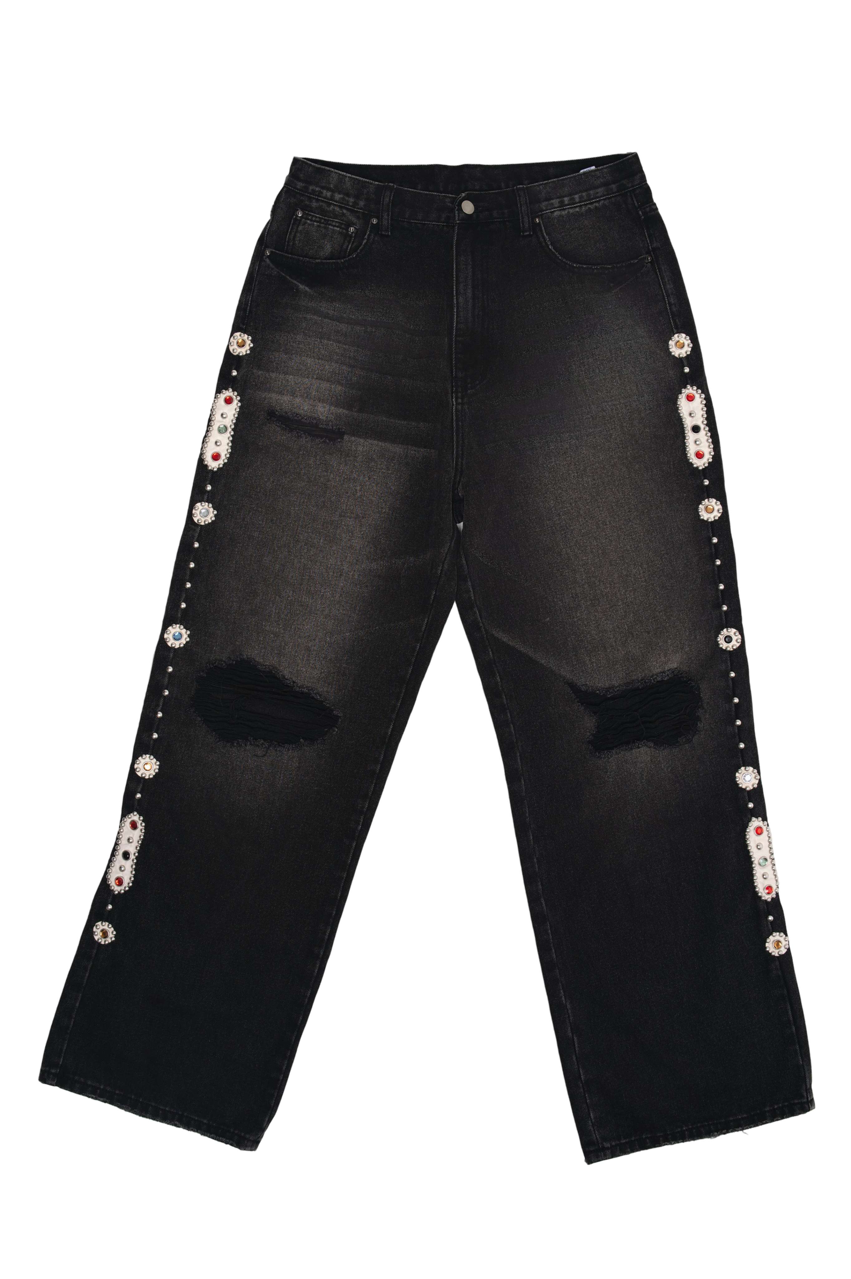 15 O.Z. BAGGY EMBELLISHED JEANS – Sorrows