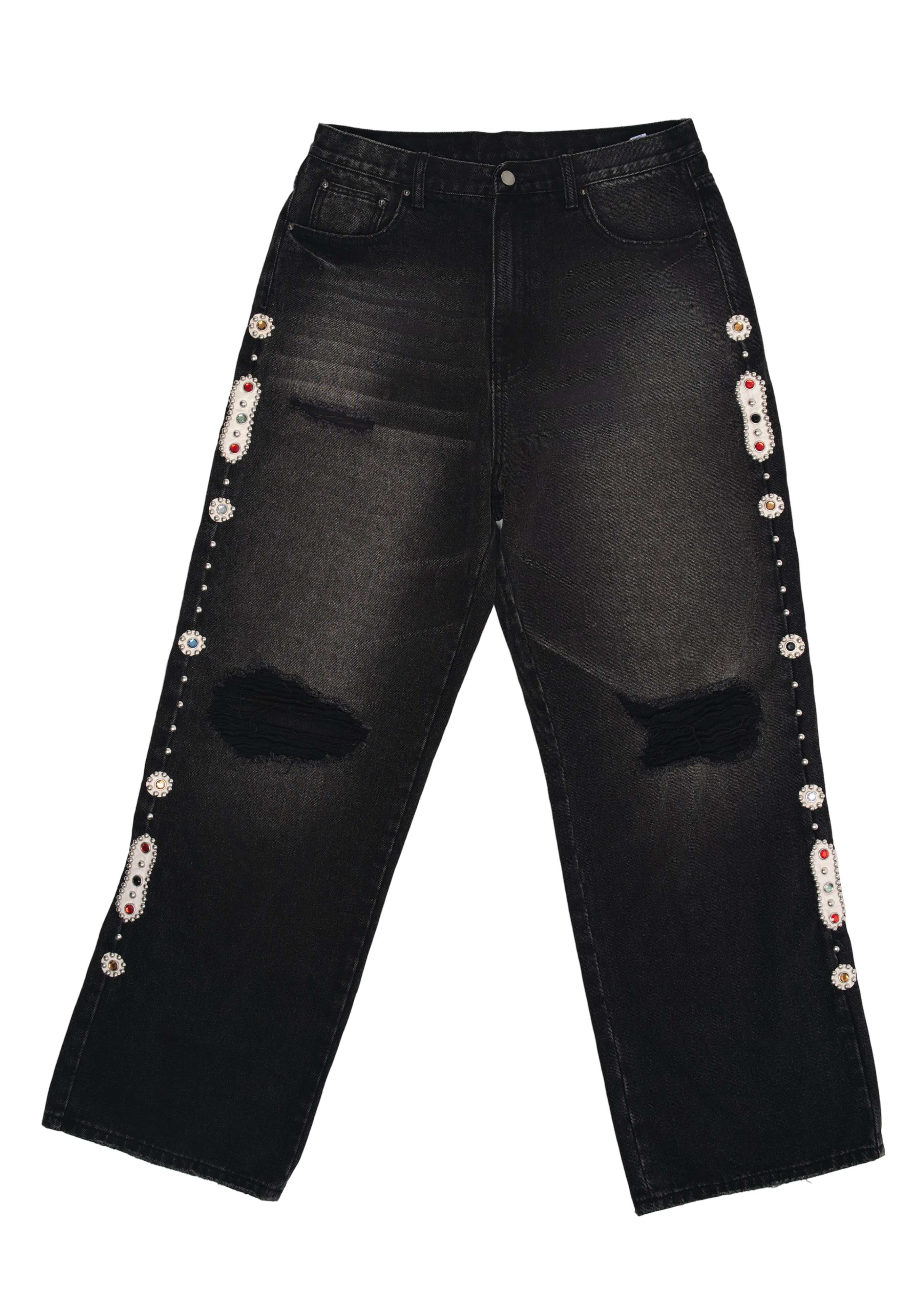 15 O.Z. BAGGY EMBELLISHED JEANS