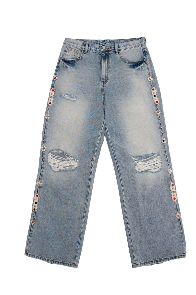 15 O.Z. BAGGY EMBELLISHED JEANS