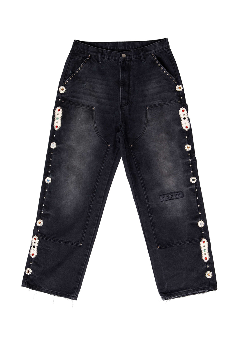 16 O.Z. EMBELLISHED DOUBLE KNEE JEANS
