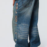 SNAKESKIN EMBELLISHED JEANS