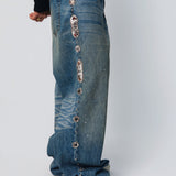 SNAKESKIN EMBELLISHED JEANS
