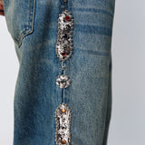SNAKESKIN EMBELLISHED JEANS