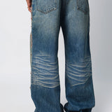 SNAKESKIN EMBELLISHED JEANS
